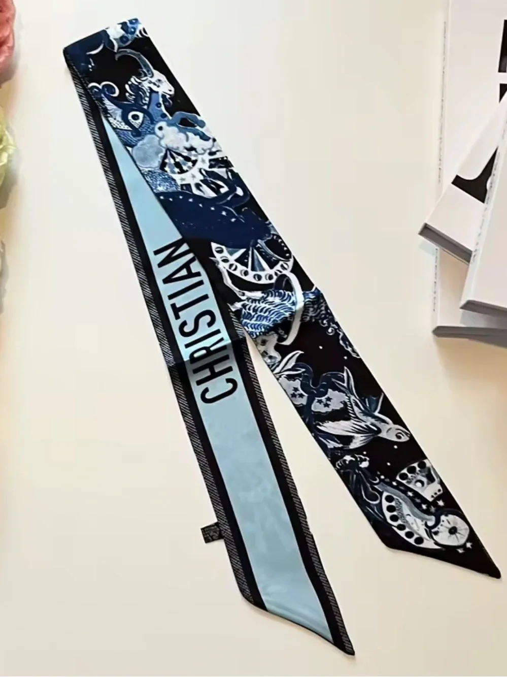 Blue Galaxy Print Twilly Scarf